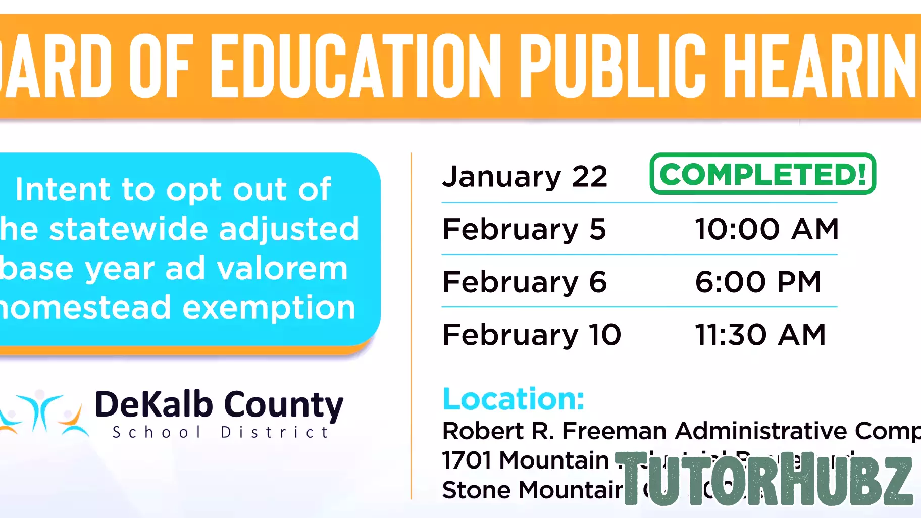 Upcoming Public Hearings on Education Matters